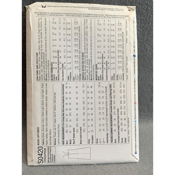 Simplicity Misses Dress Sewing Pattern sz 6-14 S0420 - uncut - Picture 3 of 3